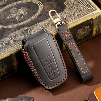 Car key case for Toyota BZ4X key case Corolla Vichy Crazy Horse leather car key case leather