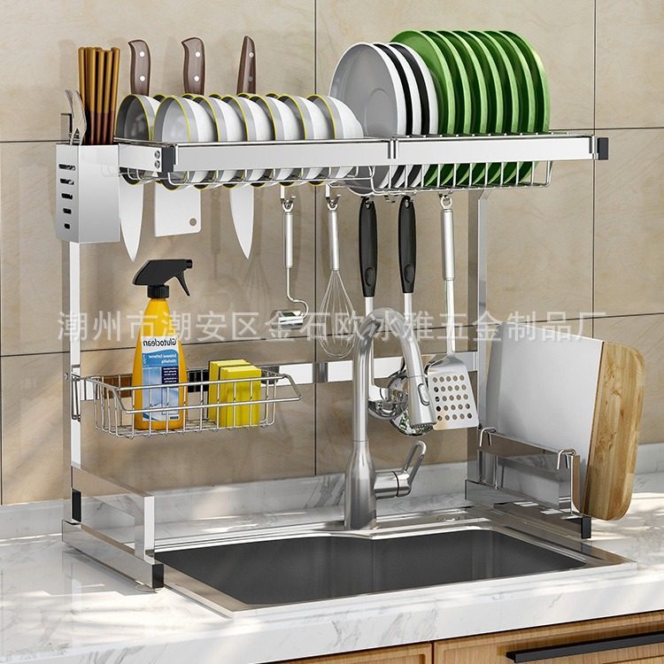 Kitchen Multi-Layer Storage Rack, Sink Dish Drying Rack, Kitchen Utensil Knife Holder, Multifunctional Storage, Thickened Square Tube Wholesale