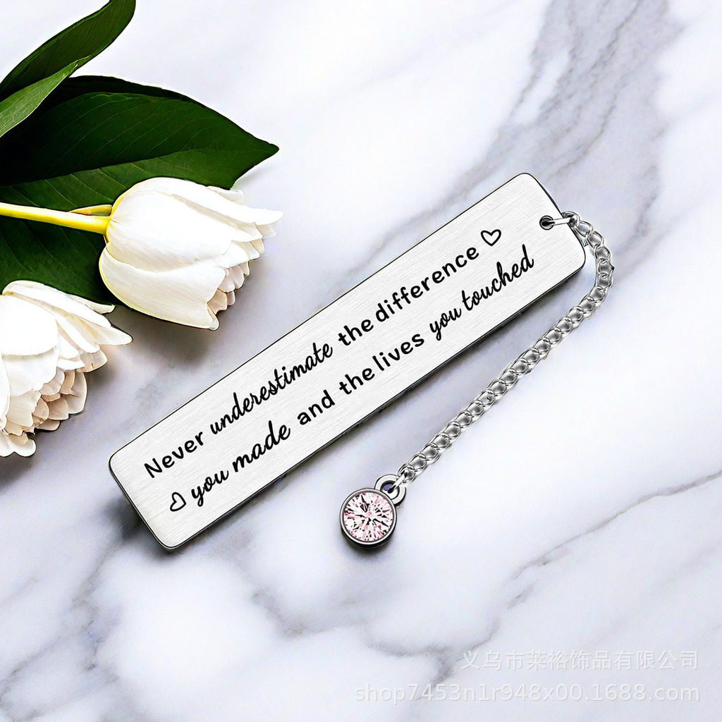 Cross-border hot titanium steel bookmark in stock wholesale metal stainless steel bookmark can be to map laser lettering plus logo