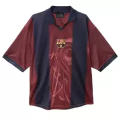 2000/01 Barcelona Home 10Th Messi and Ronaldo 7Th Figo Nostalgic Retro Barcelona Football Top
