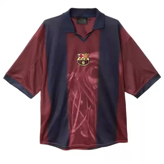 2000/01 Barcelona Home 10Th Messi and Ronaldo 7Th Figo Nostalgic Retro Barcelona Football Top