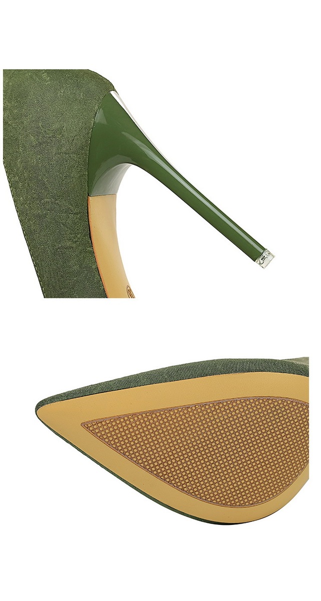 Giày cao gót nữ mũi nhọn gót thanh mảnh hở cạnh phối vải — 6168-1 đen 10.5CM, 6168-1 màu Đỏ 10.5CM, 6168-1 màu mơ 10.5CM, 6168-1 màu xanh lá cây 10.5CM