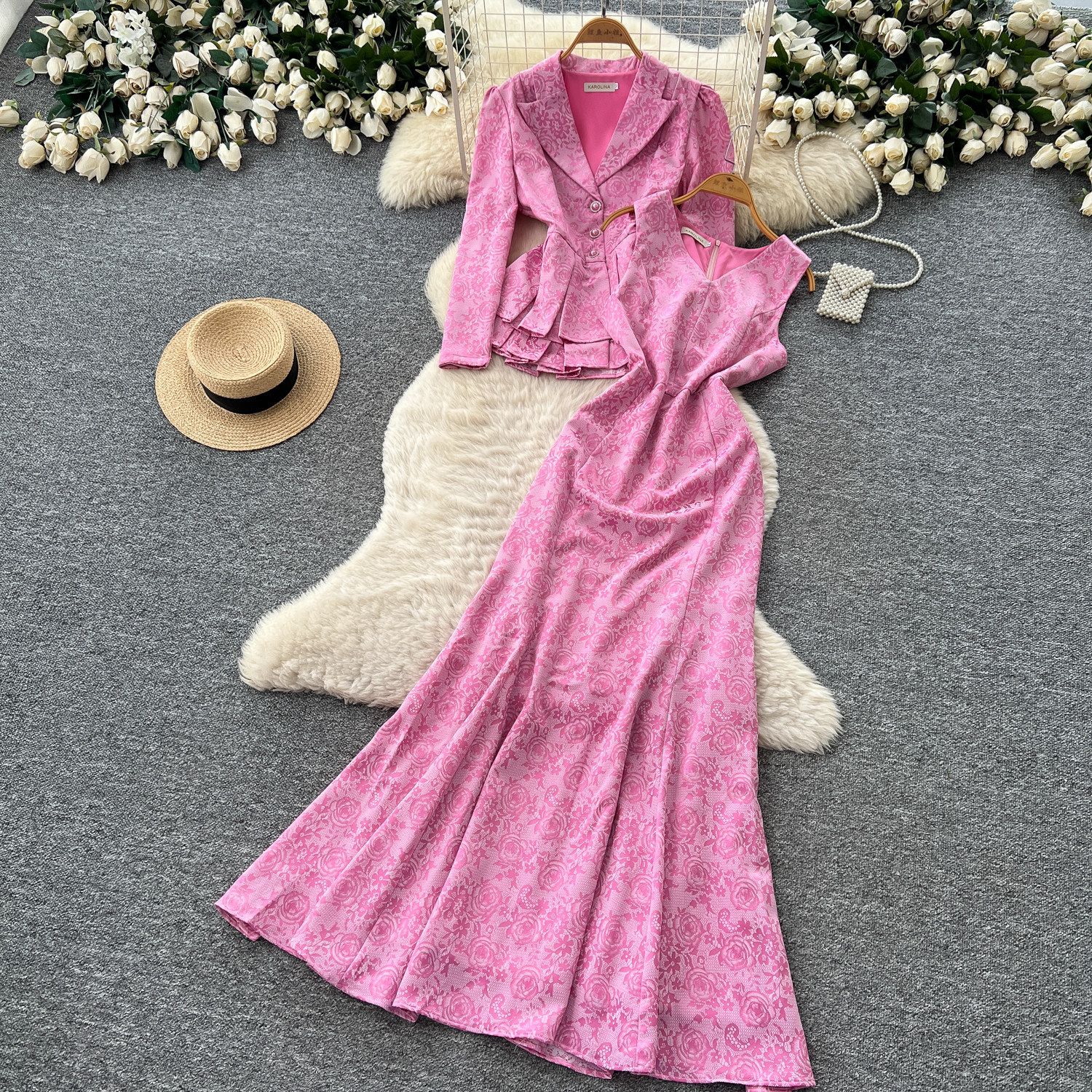 French Style V Neck Lace Top and Dress Set Elegant Slim Fit Autumn Fashion Perfect for Office Wear Wholesale