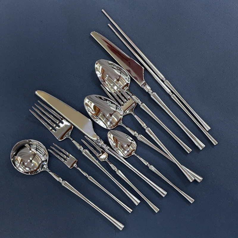 Small Waist Mirror Steak Knife, Fork and Spoon Three-Piece Set 304 Stainless Steel Fruit Fork Coffee Spoon Soup Spoon Tableware Set