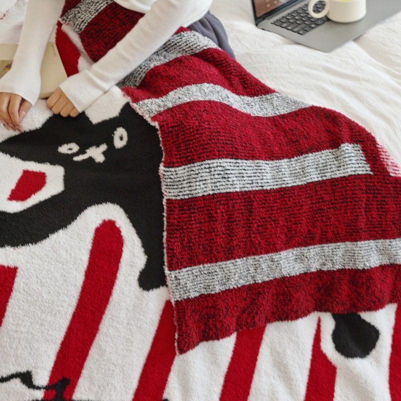 Half-Velvet Knitted Blanket, Multifunctional Sofa Blanket, Office Nap Blanket, Thickened Chunyan New Chinese-Style Class a Blanket