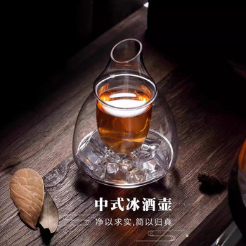 Japanese-style Ice Blue Curling Jug Glass Wine suit Small Wine Decanter Household Warm Wine Tank White Wine Glass Creative