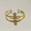 Golden white diamond saturn bracelet