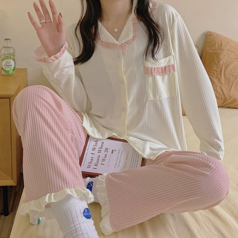 跨境睡衣女夏季短袖短裤玉桂狗刺绣蝴蝶结可爱少女宽松家居服套装