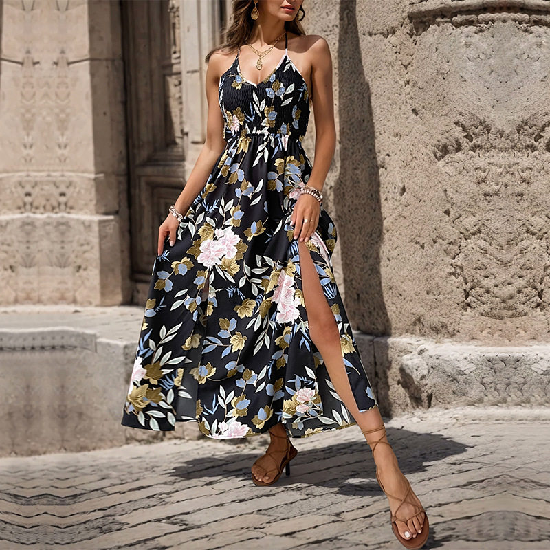 Floral Maxi Dress Elegant Casual Sleeveless Lightweight Fabric Perfect for Vacation or Summer Events Wholesale