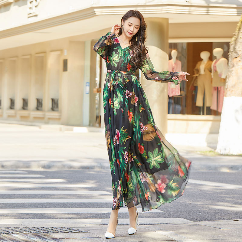 (Mới) Mã H5197 Giá 890K: Váy Đầm Liền Thân Nữ Taryc Dài Tay Hàng Mùa Hè Phong Cách Âu Mỹ Thời Trang Nữ Đồ Đi Biển Váy Maxi Chất Liệu Vải Voan G03 Sản Phẩm Mới, (Miễn Phí Vận Chuyển Toàn Quốc).