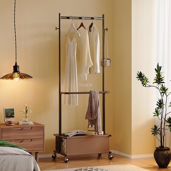 Medieval Style Floor-Standing Bedroom Coat Rack Iron Retro Clothes Storage Rack Home Living Room Removable Clothes Rack