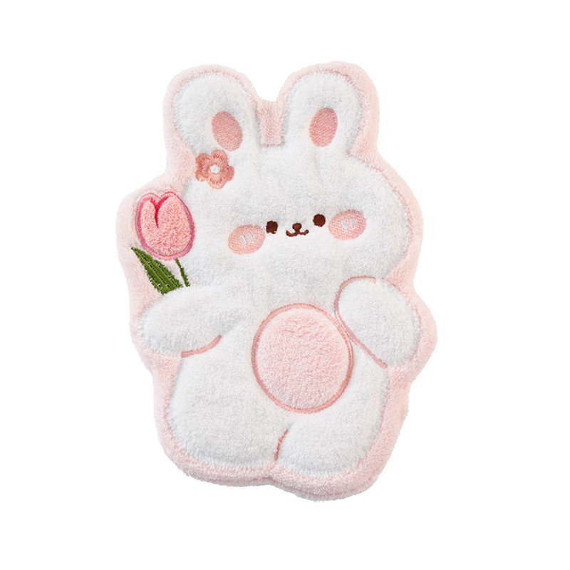 Cartoon Cute Coral Fleece Rabbit Multifunctional Sassafras Hand Towel Home Dining Living Room Decoration Absorbent Hanging Hand Towel Good