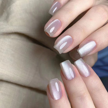 Fashion white moonlight cat eye flashing fairy wear nail nail patch detachable nails White finished product wholesale