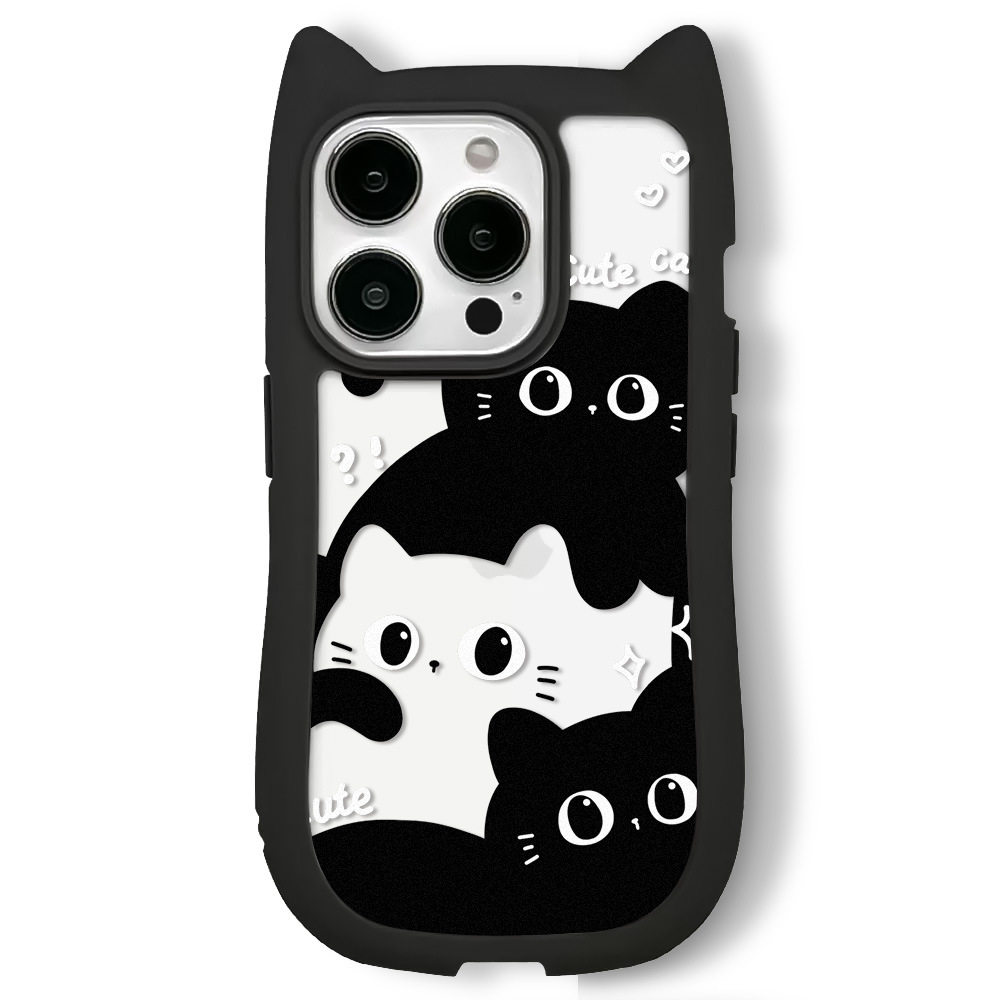 Cartoon Cat Phone Case Suitable for Apple 16, iPhone 15 Pro, 14/13, 3D Cat Ears, 12Th Generation, Cute and Fun