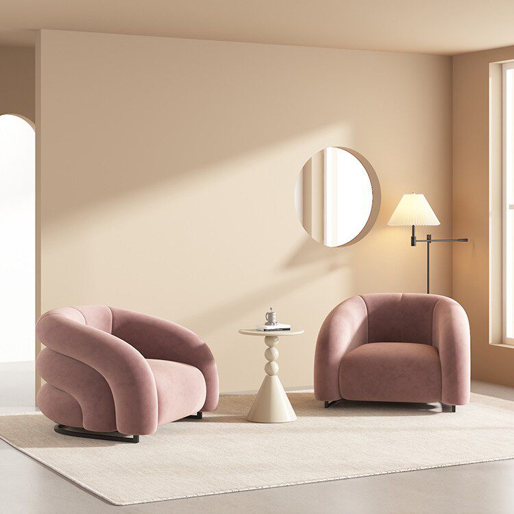 cream style pink velvet single sofa living room home light l...