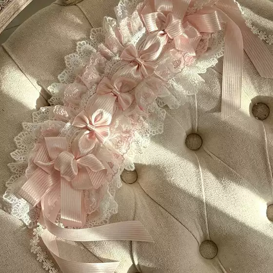 Sweet and Cute Pink Lolita Headband with Cherry Blossom Tree Design, Lolita Headband with Bow, Sweet Girl Hair Accessory