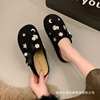2025 New Early Spring Niche Outer Wear Birkenstock Rhinestone Sweet and Cool Flat Toe Thick-Soled Slippers for Women