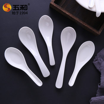 A5 food grade melamine tableware white spoon imitation porcelain tableware wholesale hotel home catering fast food restaurant canteen