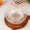 Japanese-Style Glass Glacier Fruit Plate for Home Living Room Light Luxury Snack Basket Display Fruit Plate Salad Bowl Set