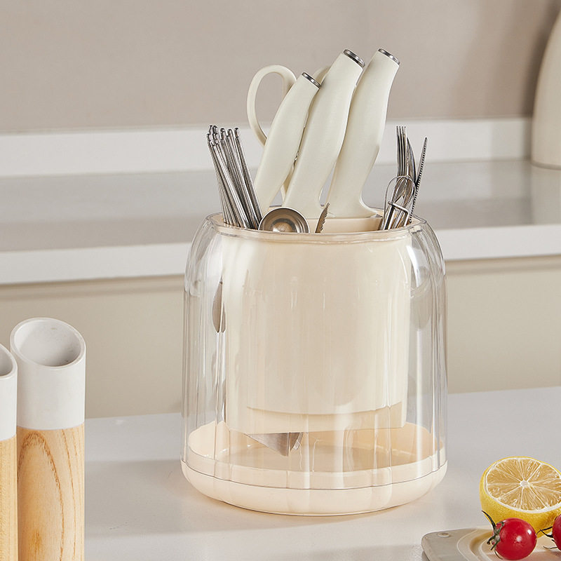 Kitchen rotating knife holder storage rack table top multi-functional chopsticks holder knife holder integrated storage box household kitchen knife rack