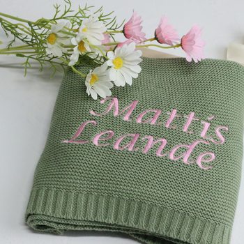 etsy cross-border embroidery name sex baby embroidery baby stroller cover blanket quilt knitted cotton nap blanket into sofa