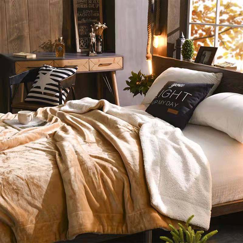 Double-layer blanket padded coral fleece winter lamb fleece blanket 5060 cross-border flannel composite blanket generation