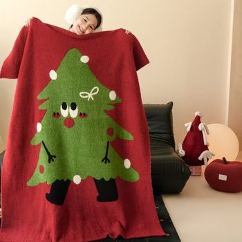 Half Velvet Blanket, Hand-Painted Knitted Pattern, Soft Sofa Blanket, Bedside Blanket, Nap Blanket, Office Shawl Blanket