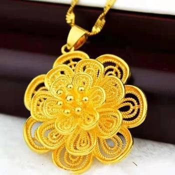 2024 New Large Peony Flower Necklace Women's Light Luxury Fashion Casual High-Quality Sunflower Pendant Clavicle Chain