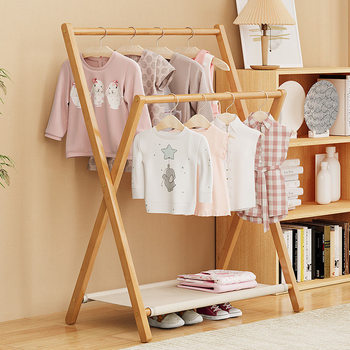 Children's Coat Rack Floor-Standing Baby Solid Wood Clothes Rack Bedroom Simple Clothes Rack Toddler Clothing Storage Rack