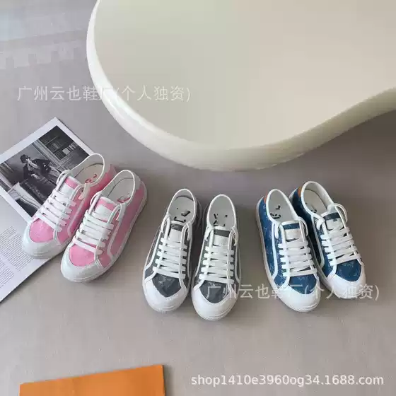 2026 New Model Denim Casual Canvas Sneakers Breathable Versatile Low-Top Lace-Up Shoes Thick-Soled Flat Shoes