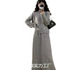 Casual Lazy Style Suit for Women in Autumn and Winter New Soft Waxy Embroidered Sweater Jacket Slimming Look Skirt Two-Piece Set Apricot Color