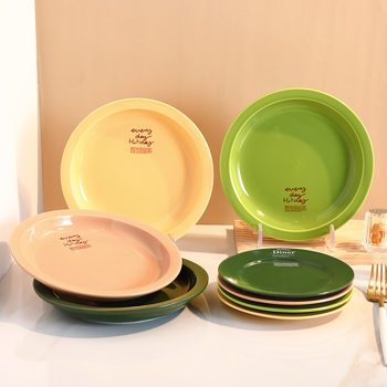 Fresh Cartoon Food Plates, Dishes and Tableware, Japanese and Korean Cute and Simple Chinese and Western Home Restaurant Soup Plates, Ceramic Plates