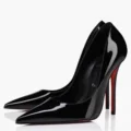 All black patent leather heel height 6cm