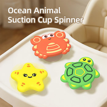 European and American Baby Ocean Spinner Chewable Soft Rubber Suction Cup Spinning Top Educational Toy New Year's Gift Holiday Present