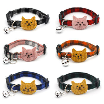 Amazon Cross-border New Plaid Cat Collar Pet Bell Collar Bow Padded Cat Collar