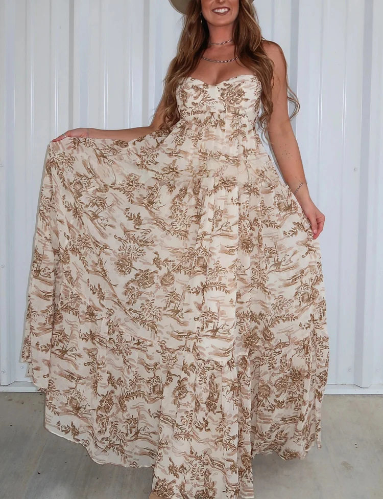 Sleeveless Backless Floral Maxi Dress Elegant Design Summer Style Lightweight Fabric Wholesale Available