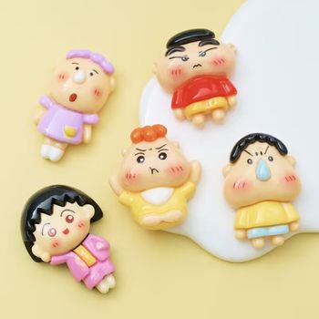 Cartoon Big Head Xiaoxin Ball Resin Accessories DIY Mobile Phone Case Material Bag Storage Box Water Cup Hole Shoe Patch