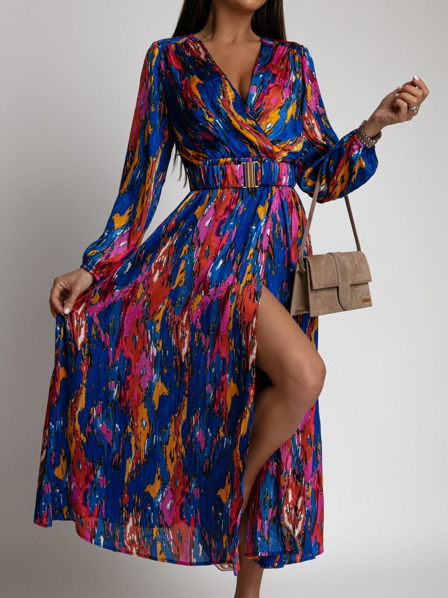 Floral Print Belted Dress Stylish Design Comfortable Fit Versatile for Casual or Formal Occasions Ready to Ship