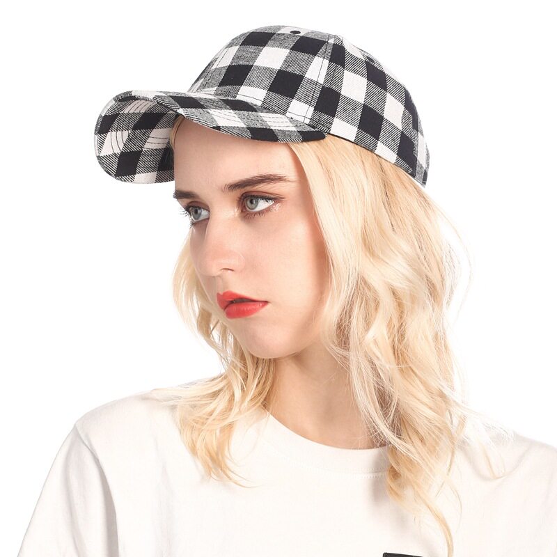plaid baseball cap men and women sun protection hats activit...