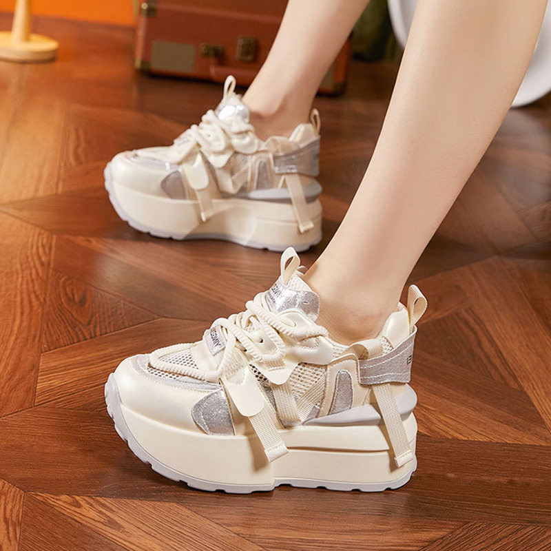 Sandal cao gót nữ đế platform hở mũi quai dây buộc — Lông nguyên chất, Xám