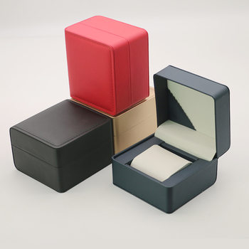 Pu Pull Cord Watch Box Rounded Corner Watch Box Gift Box Flip Rain Silk Pattern Watch Packaging Storage Display Watch Box Batch