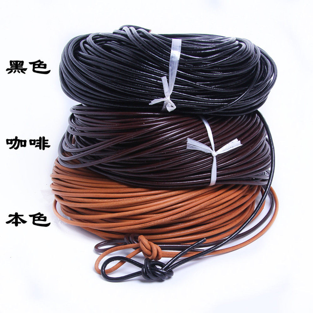 Pure cowhide rope diy accessories black brown color round cowhide rope real cowhide multi-Specification