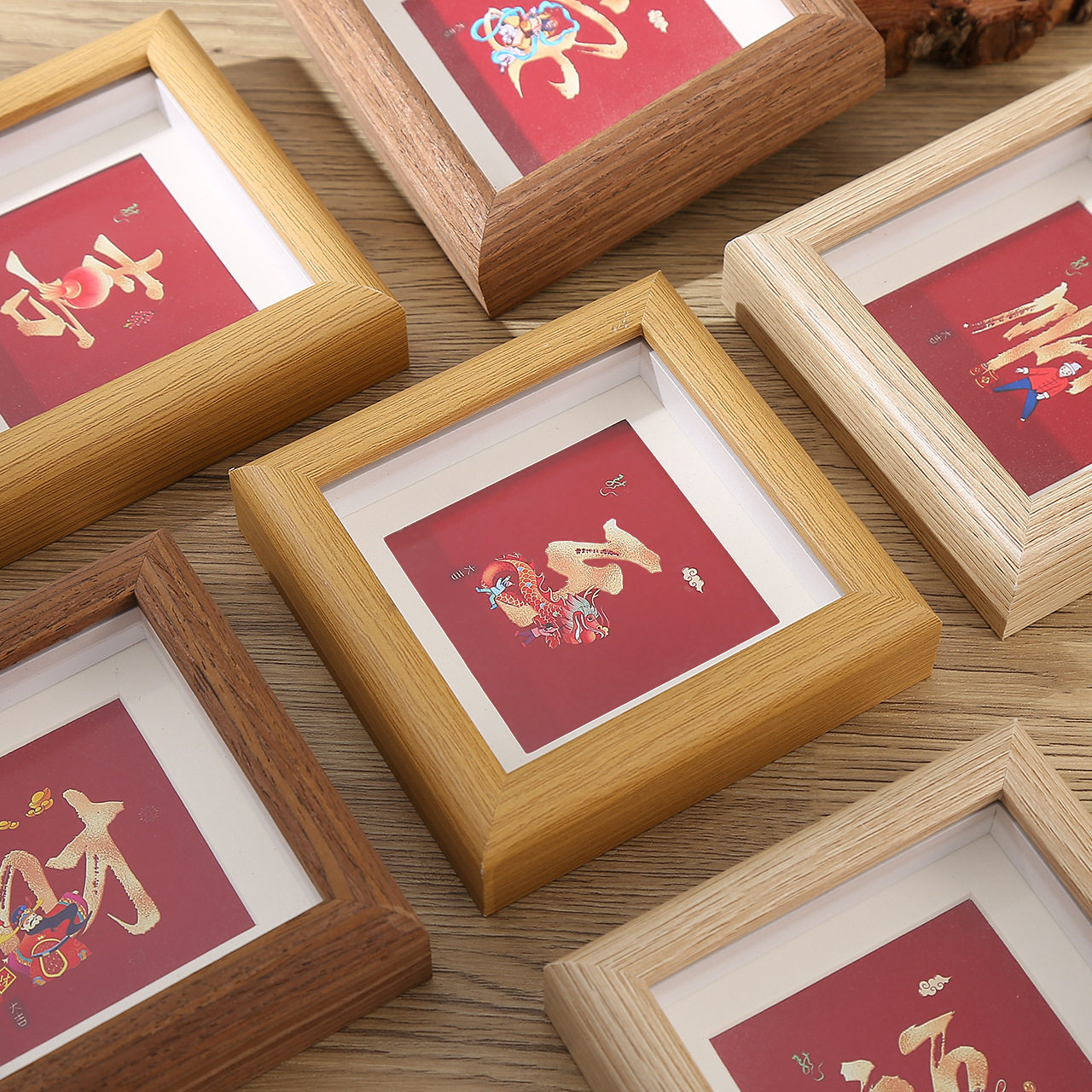 Hollow Photo Frame Table High-End Photo Frame Table Mini Square Picture Frame 4inch Wooden DIY Frame Oil Pastel