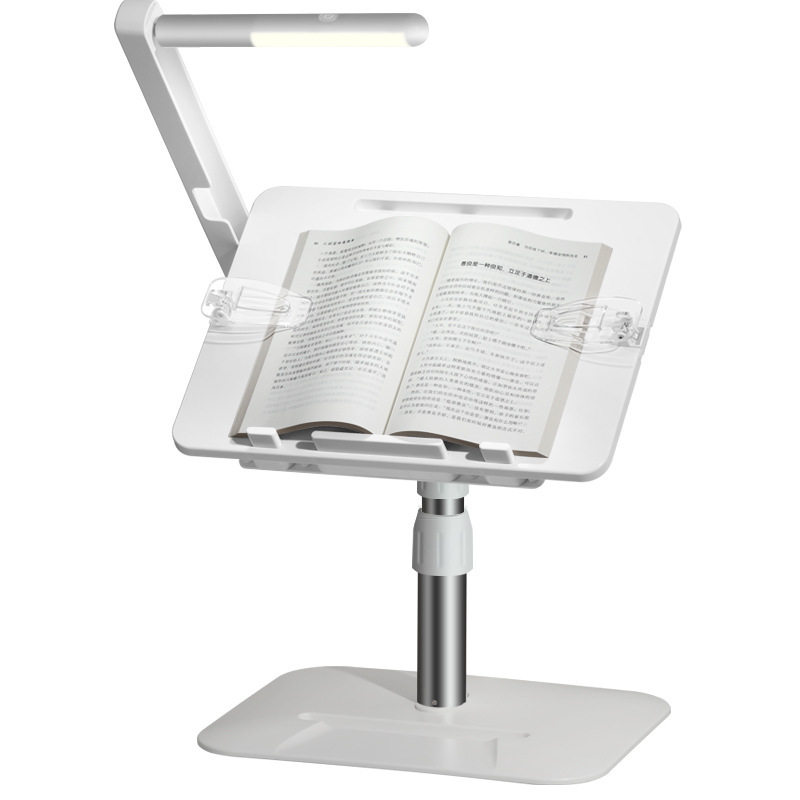 Liftable Reading Stand with Light for Children to Read Books, Student Retractable Floor-Standing Bookshelf Desktop Bed