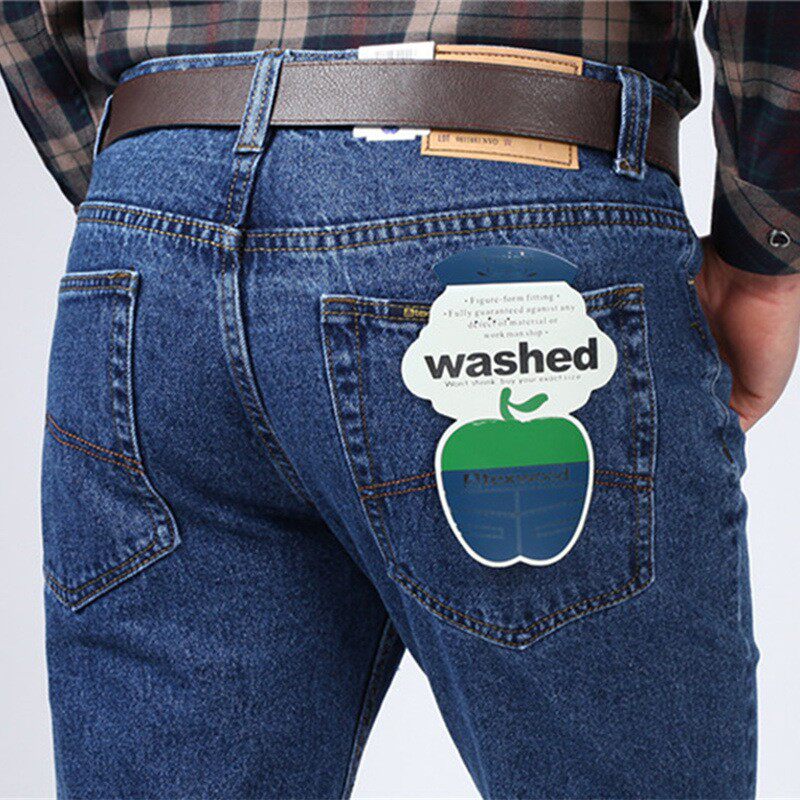 Apple Jeans Men's Straight Loose Middle-aged High Waist Deep Crotch Cotton Autumn and Winter plus size Long Pants Men's Thick