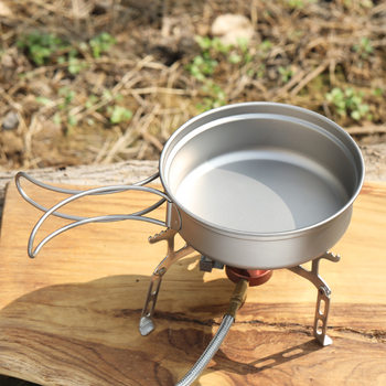 Outdoor pure titanium tableware titanium frying pan removable folding handle camping portable cookware camping pot