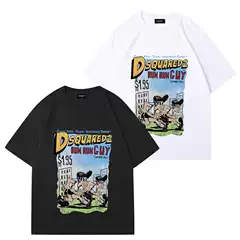 Cross-border DSQUARED224SS Short-sleeved Men's T-shirt American-style High Street Summer Dress Big Brand Loose All-match