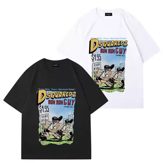 Cross-border DSQUARED224SS Short-sleeved Men's T-shirt American-style High Street Summer Dress Big Brand Loose All-match