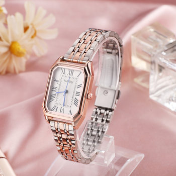 Korean Style Fashion Women's Quartz Watch Simple IPG Electroplated Academy Style Roman Rectangular Steel Band Watch