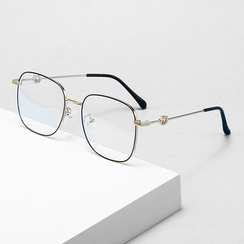 New Fashionable Large Frame Myopia Glasses for Women, High-End Glasses Frames, College Style Metal Anti-Blue Light Glasses Wholesale